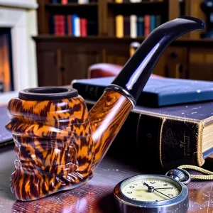 Zeloravion Churchwarden Sherlock Pipe, Natural Wood, 5-inch Length