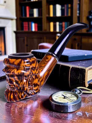 Zeloravion Churchwarden Sherlock Pipe, Natural Wood, 5-inch Length