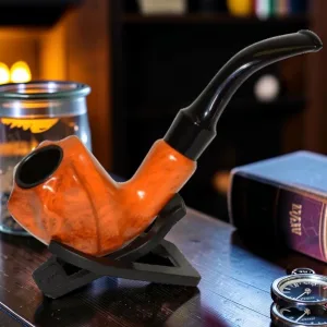 Zeloravion Sherlock Pipe Walnut Finish Wooden Smoking Pipe 6-Inch Bent Stem