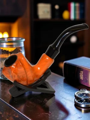 Zeloravion Sherlock Pipe Walnut Finish Wooden Smoking Pipe 6-Inch Bent Stem