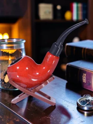 Zeloravion Wooden Pipe Smooth Finish Tobacco Pipe 5.5 Inch Spotted Bowl Design