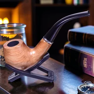 Zeloravion Wooden Pipe, Light Oak Wood with Chrome Accents, 6-Inch Length