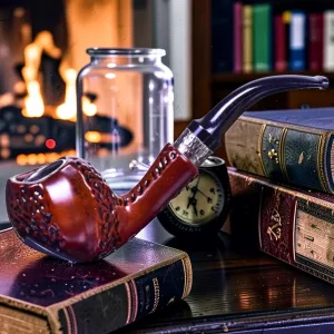 Zeloravion Concave Wooden Pipe Dark Walnut Wood 6-Inch Pipe with Stand