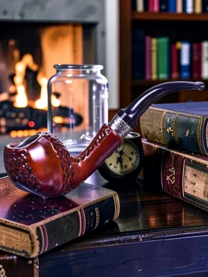 Zeloravion Concave Wooden Pipe Dark Walnut Wood 6-Inch Pipe with Stand