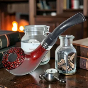 Zeloravion 6-Inch Wooden Pipe with Storage Case and Stand, Sherlock Style Dark Smooth Finish