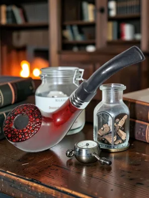 Zeloravion 6-Inch Wooden Pipe with Storage Case and Stand, Sherlock Style Dark Smooth Finish
