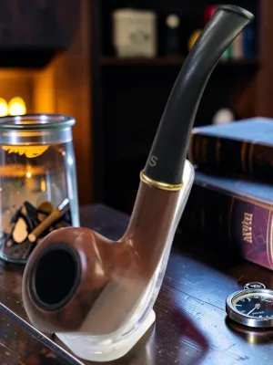 Zeloravion 6-Inch Hexagonal Wooden Pipe with Dark Cherry Finish and Stand