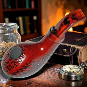 Zeloravion Deep Oblong Oval Sherlock Pipe Wooden Smoking Accessory 5.5 Inch
