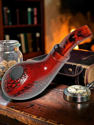 Zeloravion Deep Oblong Oval Sherlock Pipe Wooden Smoking Accessory 5.5 Inch