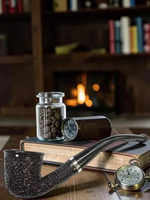 Zeloravion Sherlock Smoking Pipe Dark Spotted Wooden Grain 5-Inch Length