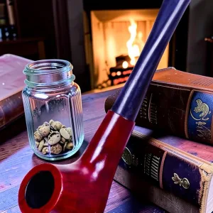 Zeloravion Straight Sherlock Pipe, Cherry Finish Wood, 6-Inch Length