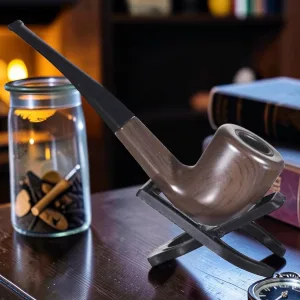 Zeloravion Briar Wood Smoking Pipe, Straight Stem Design, 6-Inch Dark Pecan Finish