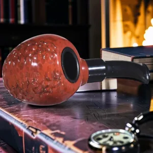 Zeloravion Wooden Pipe, Spotted Light Cherry Wood Finish, 5-inch Curved Stem