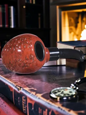Zeloravion Wooden Pipe, Spotted Light Cherry Wood Finish, 5-inch Curved Stem
